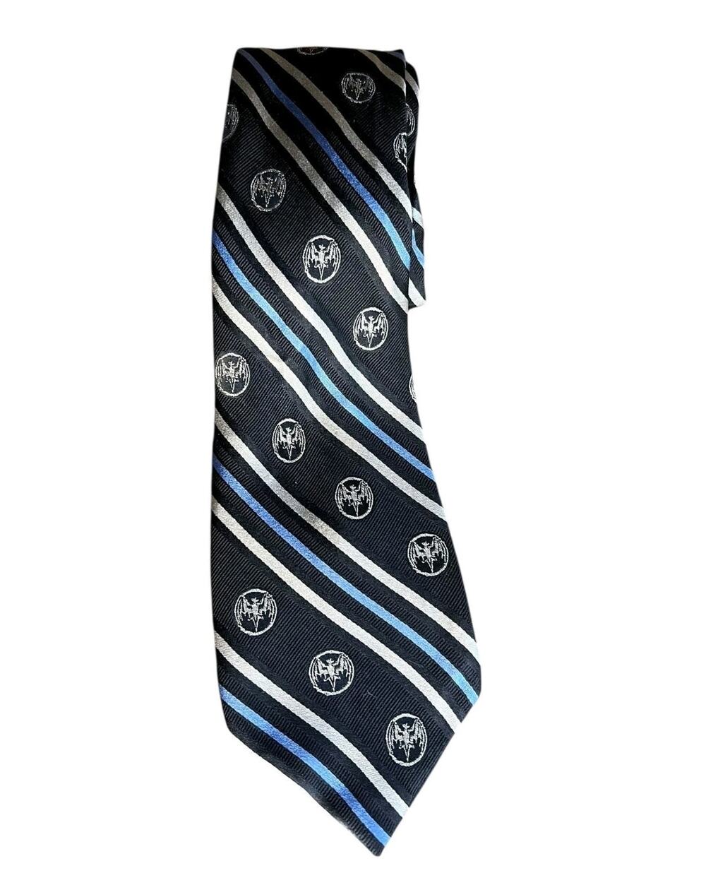 WOLFMARK NECKWEAR BLUE/WHITE POSEIDAN MOTIF TIE - NECK TIES 100% Silk Preppy